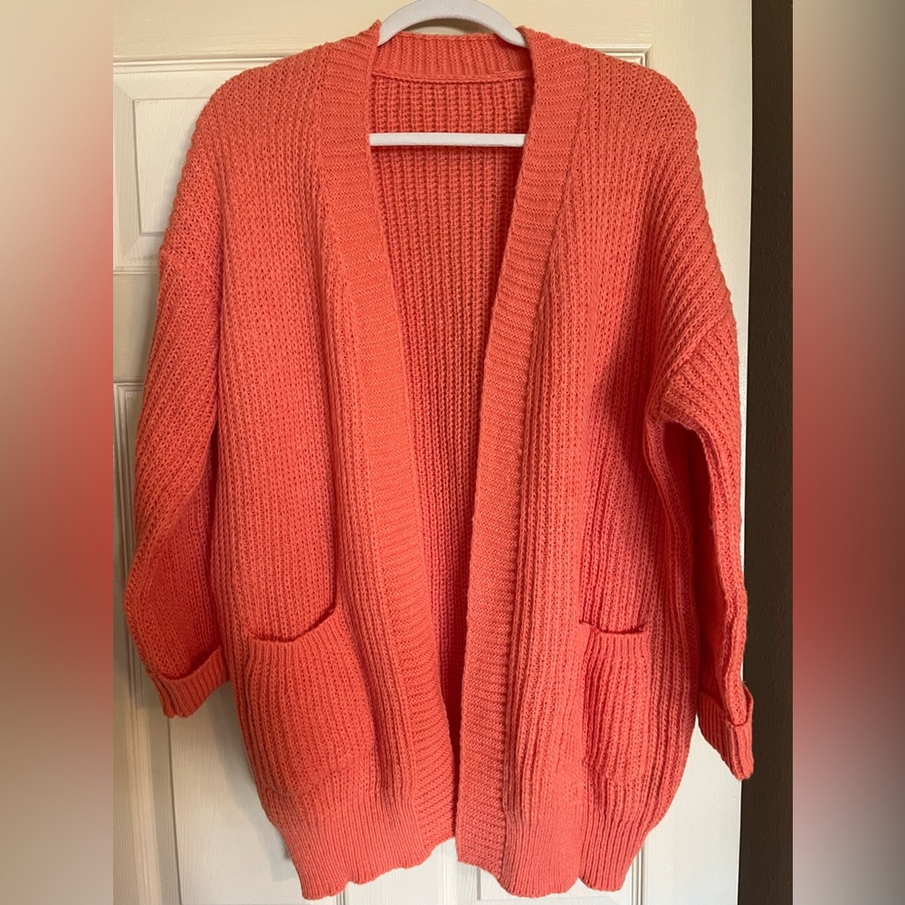 Peach Chunky Knit Cardigan